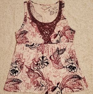 Maroon Floral Tank Top - Large